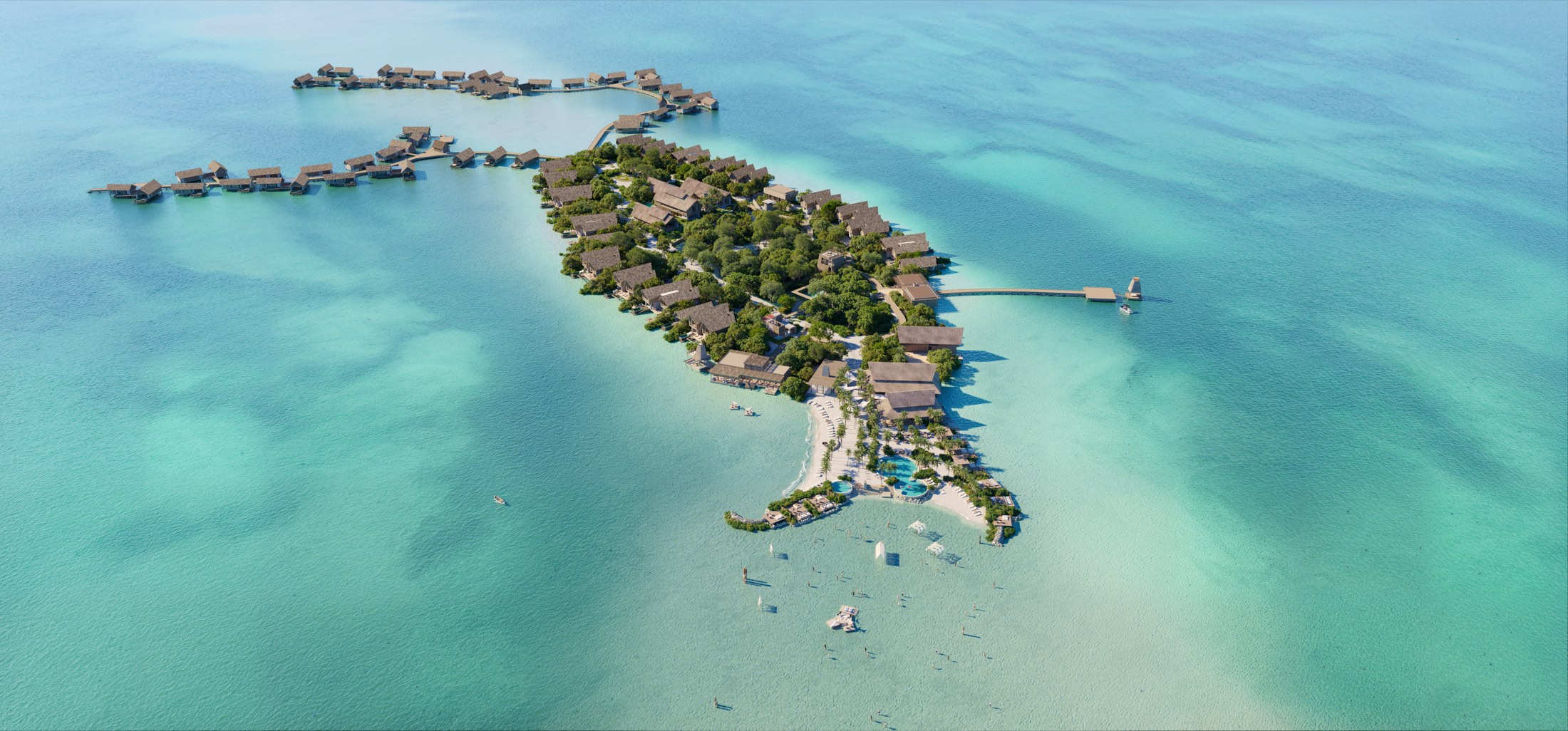 Aerial view of Emerald Caye, Belize